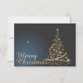 Blauw kerstthema met gouden kerstboom kaart (Voorkant)