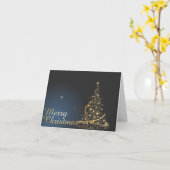 Blauw kerstthema met gouden kerstboom kaart (Gele Bloem)