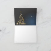 Blauw kerstthema met gouden kerstboom kaart (Binnen)