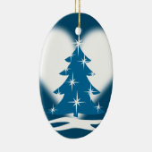 Blauw kerstversier gepersonaliseerd winterdecor keramisch ornament (Rechts)
