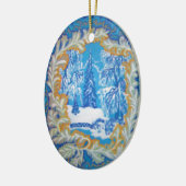 blauw kerstwinterWonderland Keramisch Ornament (Links)
