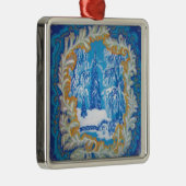  blauw kerstwinterWonderland Metalen Ornament (Rechts)
