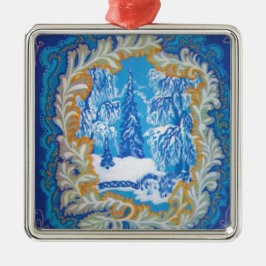 blauw kerstwinterWonderland Metalen Ornament