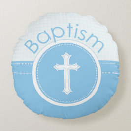 , blauw kind van God Baptisme Rond Kussen