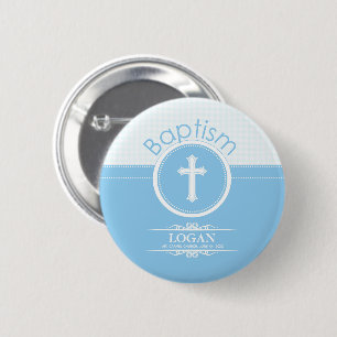 , blauw kind van God Baptisme Ronde Button 5,7 Cm