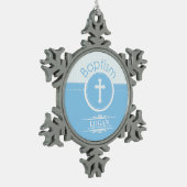 , blauw kind van God Baptisme Tin Sneeuwvlok Ornament (Links)