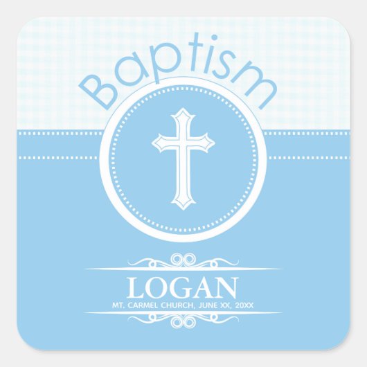 , blauw kind van God Baptisme Vierkante Sticker (Voorkant)