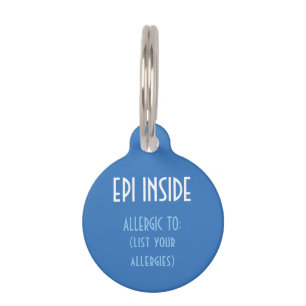 Blauw Kinder EPI Inside Emergency Contact Allergie Huisdierpenning