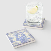  blauw kinder Toile de Jouy afgedrukt Stenen Onderzetter (Zijkant)
