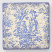 blauw kinder Toile de Jouy afgedrukt Stenen Onderzetter (Voorkant)