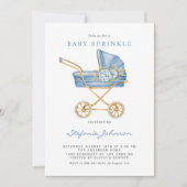 Blauw  kinderwagen Het is een Boy Baby Sprinkle Kaart (Voorkant)