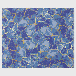 Blauw Kintsugi Goud Ader Inpakpapier