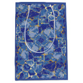 Blauw Kintsugi Goud Ader Medium Cadeauzakje (Voorkant)