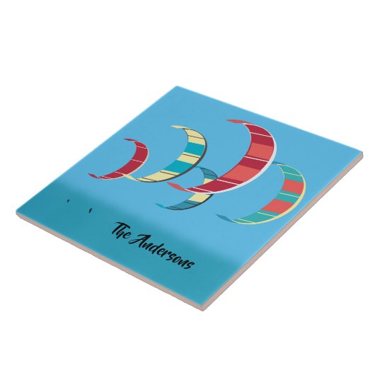 Blauw Kiteboardontwerp Tegeltje (Zijkant)