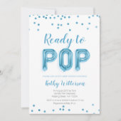 Blauw Klaar aan de uitnodiging van het baby shower (Voorkant)