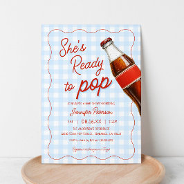 Blauw klaar om Pop Soda Pop Cola Baby shower Kaart