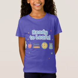 Blauw Klaar om te Leren Schattig Terug naar Schoo T-shirt
