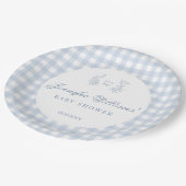 Blauw klassiek eenvoudig baby boy douchepapier bor papieren bordje (Gekanteld)