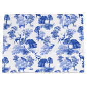 Blauw Klassiek Frans Land Toile Deer Forest Groot Cadeauzakje (Voorkant)