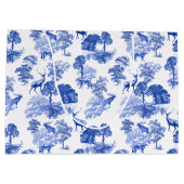 Blauw Klassiek Frans Land Toile Deer Forest Groot Cadeauzakje (Achterkant)