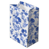 Blauw Klassiek Frans Land Toile Deer Forest Medium Cadeauzakje (Achterkant Gekanteld)