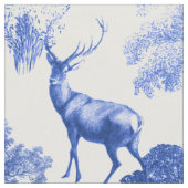 Blauw klassiek Frans land Toile Deer Pattern Stof (Close Up)