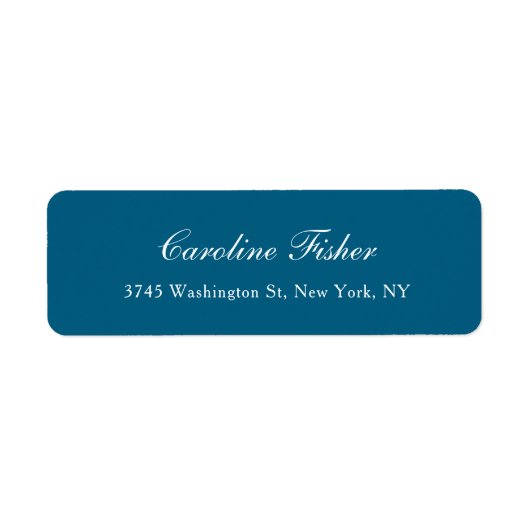 Blauw Klassiek Handschrift Plain Simple Mailing Etiket (Voorkant)