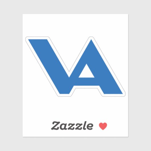 Blauw Klassiek Minimaal Letter VA Monogram Sticker (Vel)
