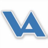 Blauw Klassiek Minimaal Letter VA Monogram Sticker (Voorkant)