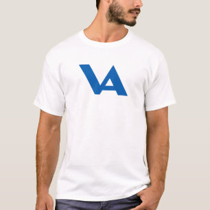 Blauw Klassiek Minimaal Letter VA Monogram T-shirt