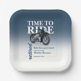 Blauw Klassiek Motorfiets Rijden Snel Pensioenfees Papieren Bordje