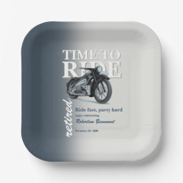 Blauw Klassiek Motorfiets Rijden Snel Pensioenfees Papieren Bordje