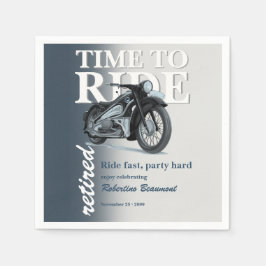 Blauw Klassiek Motorfiets Rijden Snel Pensioenfees Servet