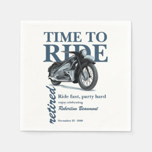 Blauw Klassiek Motorfiets Rijden Snel Pensioenfees Servet