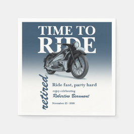 Blauw Klassiek Motorfiets Rijden Snel Pensioenfees Servet