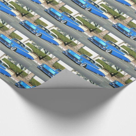 Blauw klassiek verpakkingspapier voor auto's cadeaupapier (Hoek)