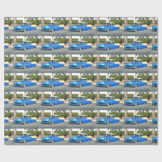 Blauw klassiek verpakkingspapier voor auto's cadeaupapier (Vlak)