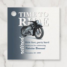 Blauw Klassieke Motorfiets Rijd Snel Pensioenfeest Bedankjes Labels