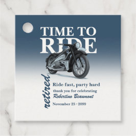 Blauw Klassieke Motorfiets Rijd Snel Pensioenfeest Bedankjes Labels