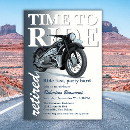 Blauw Klassieke Motorfiets Rijd Snel Pensioenfeest Kaart