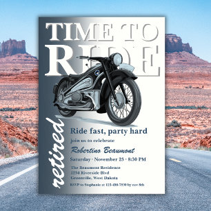 Blauw Klassieke Motorfiets Rijd Snel Pensioenfeest Kaart