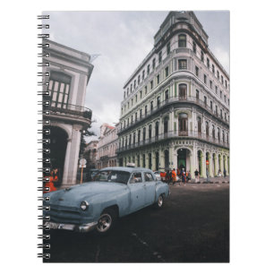 Blauw Klassieke Vintage Car Cityscape Notitieboek
