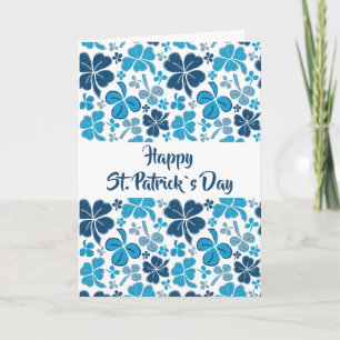 Blauw Klaverblad Patroon St. Patrick`s Day  Kaart