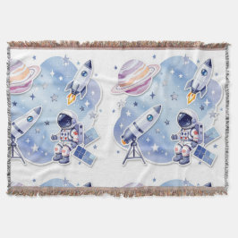 Blauw klein astronaut knus dekbed voor nieuw huis deken