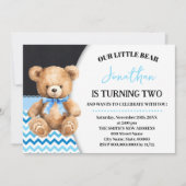 Blauw Klein Beer Verjaardag Beary Fun Celebration Kaart (Voorkant)