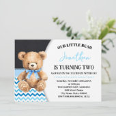 Blauw Klein Beer Verjaardag Beary Fun Celebration Kaart (Staand voorkant)