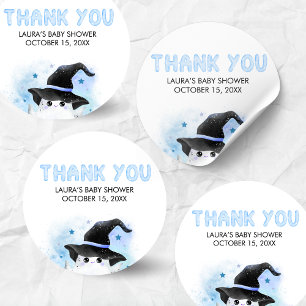 Blauw Klein Boe Geest Heks Baby Shower Ronde Sticker