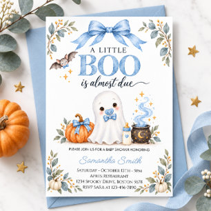 Blauw Klein Boe Halloween Baby Shower Kaart
