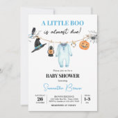Blauw Klein Boe Halloween Baby Shower Kaart (Voorkant)