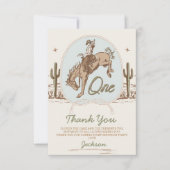  Blauw Klein Buckaroo Western 1e Verjaardag Bedankkaart (Voorkant)